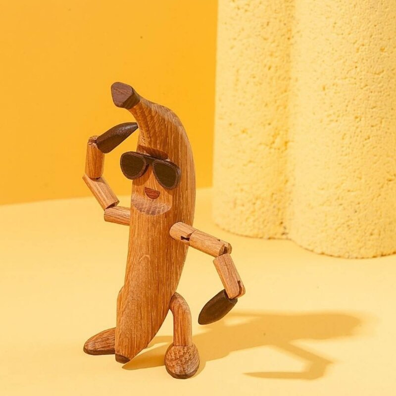 Spring Copenhagen Woodies Benny Banana trefigur 13 cm eik