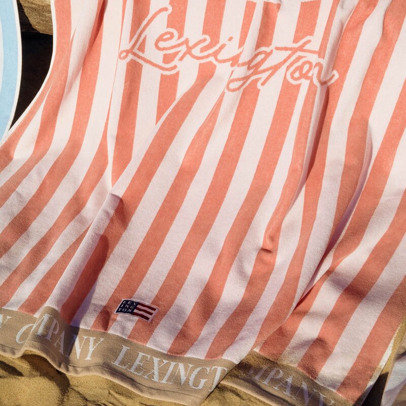 Lexington Strandhåndkle 180x100 cm velur/frotté rosa/hvit/beige