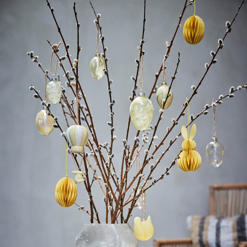 Lene Bjerre Deifilia oppheng kanin i luftballong keramikk H11 cm gul