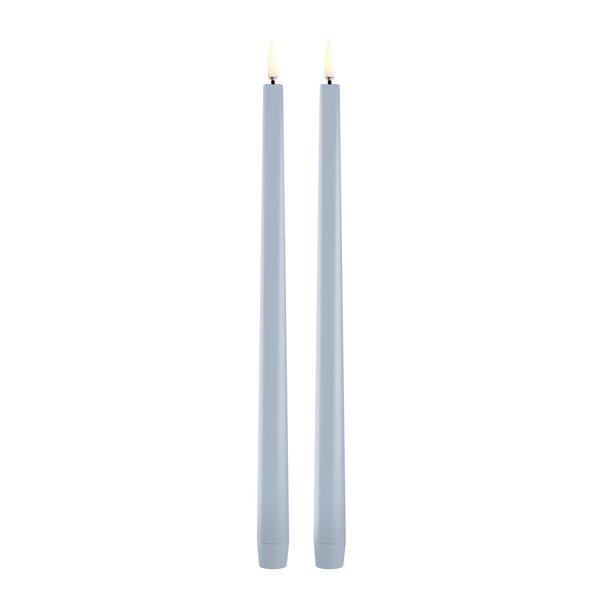 Uyuni Lighting – Taper Candles slim LED-kronelys 2,3×32 cm 2 stk lys blå