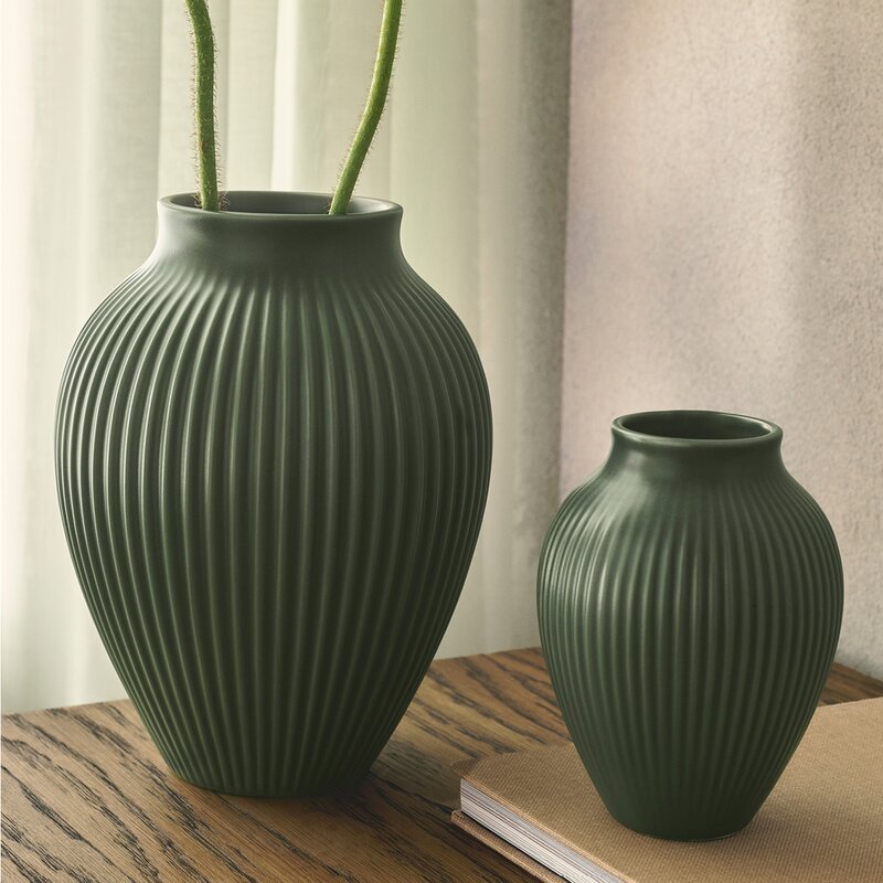 Knabstrup Keramik Ripple vase 12,5 cm matt celadon green