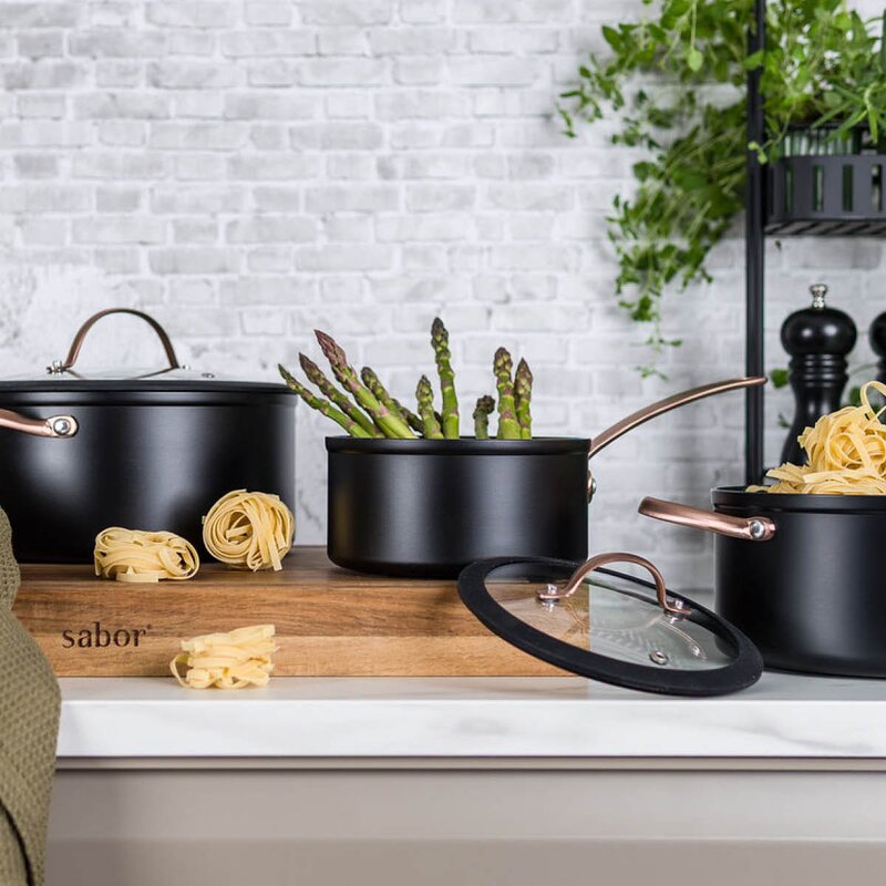 Modern House Black Copper grytesett 3 deler 1,5/3/4,9 L keramisk svart/kobber