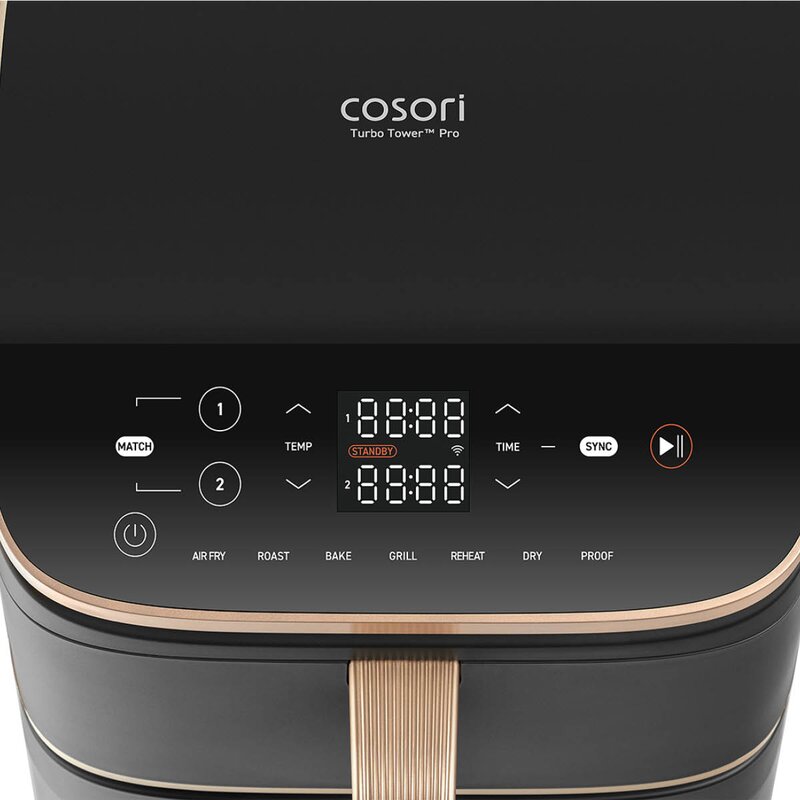 Cosori Turbo Tower Pro airfryer 10,8L mørk grå/roségull