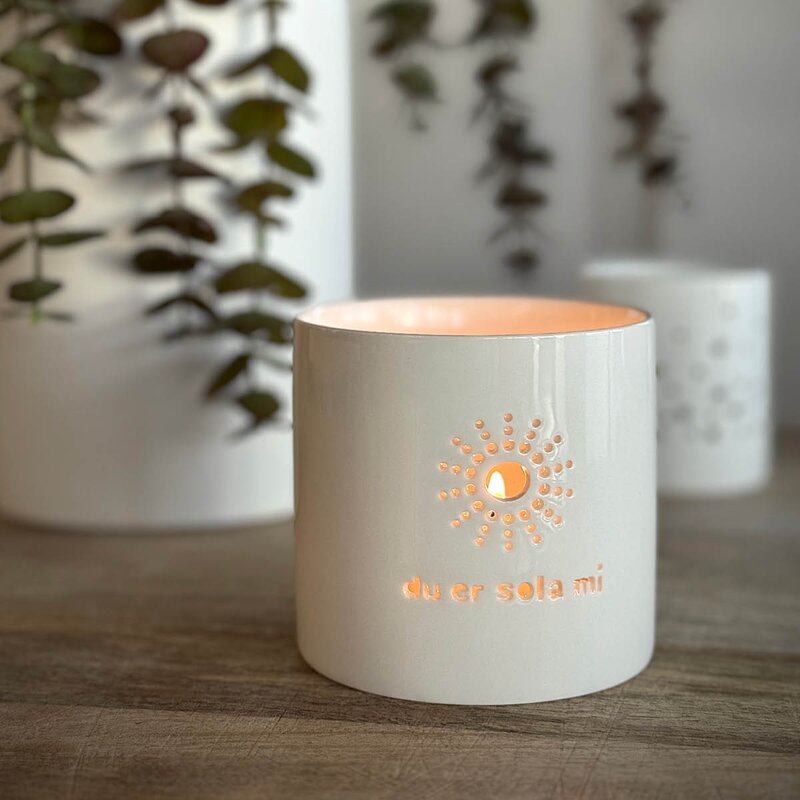 Sögne Home Telysholder Du er sola mi 8,5x8 cm medium hvit