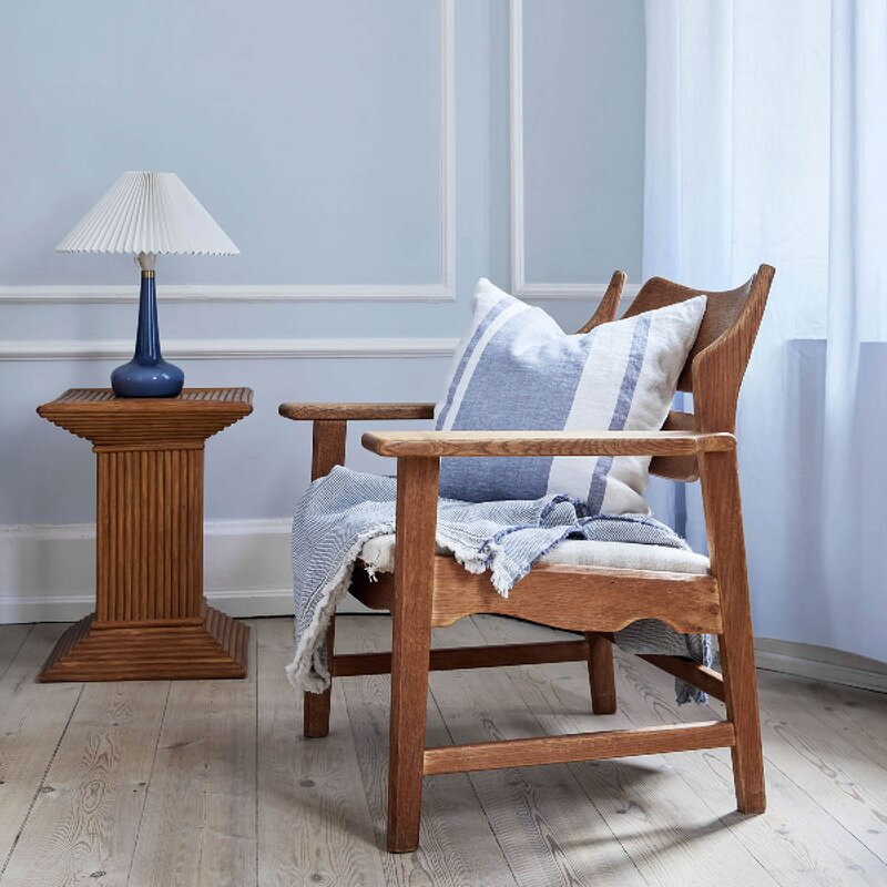 Tell Me More Jules putetrekk i lin 50x50 cm blå striper