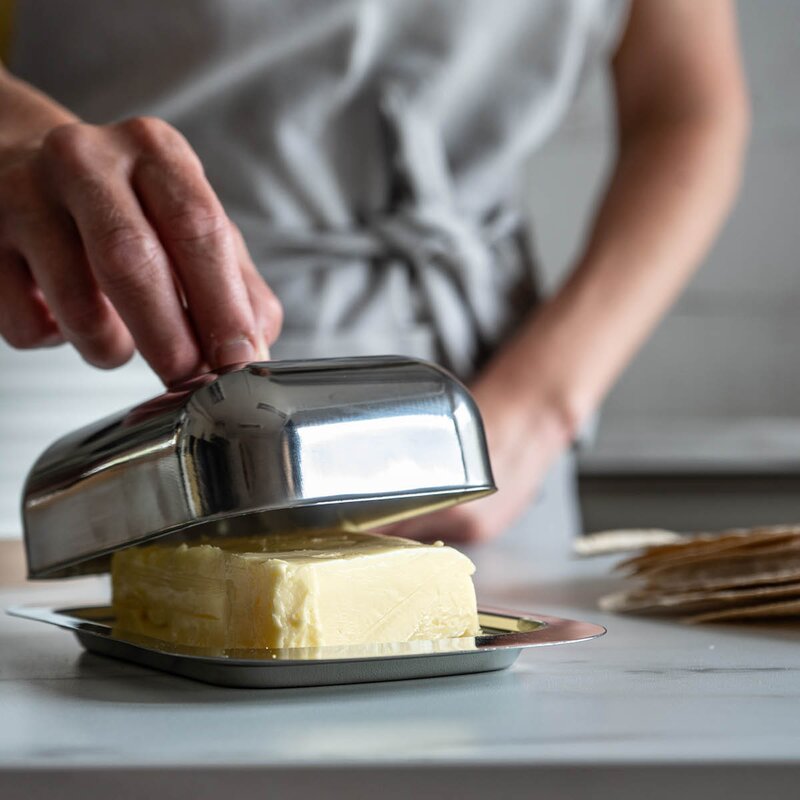 Modern House Kitchen Things smørklokke 18x12 cm stål