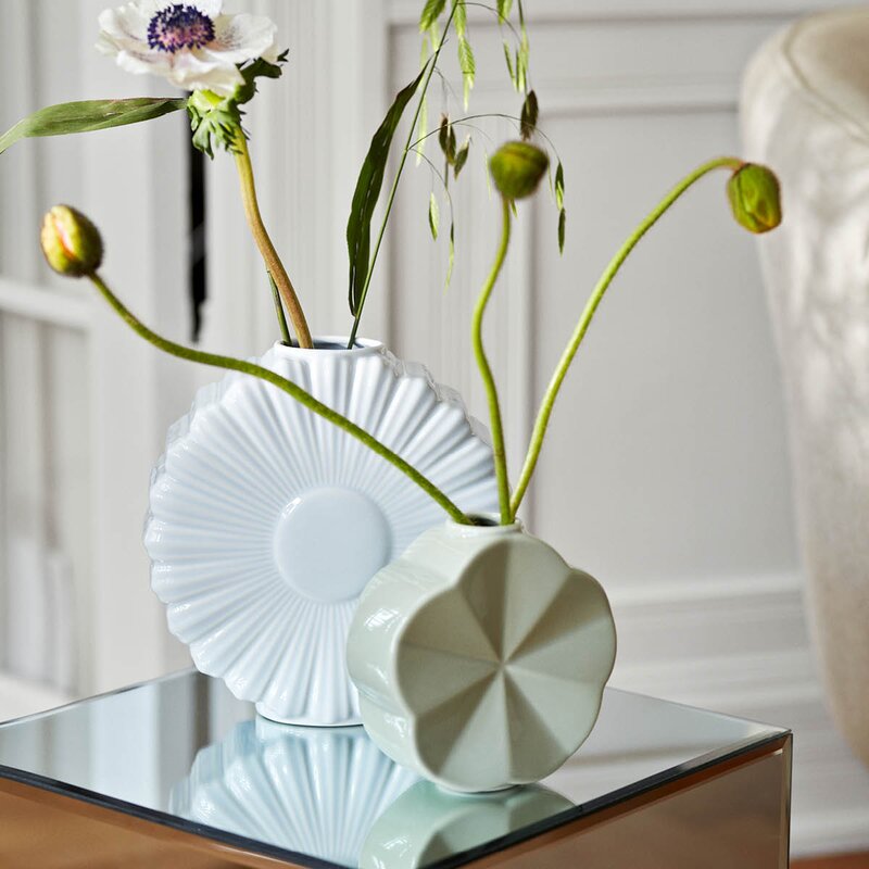 Lyngby Porcelæn Flower vase åkervindel 14 cm grønn