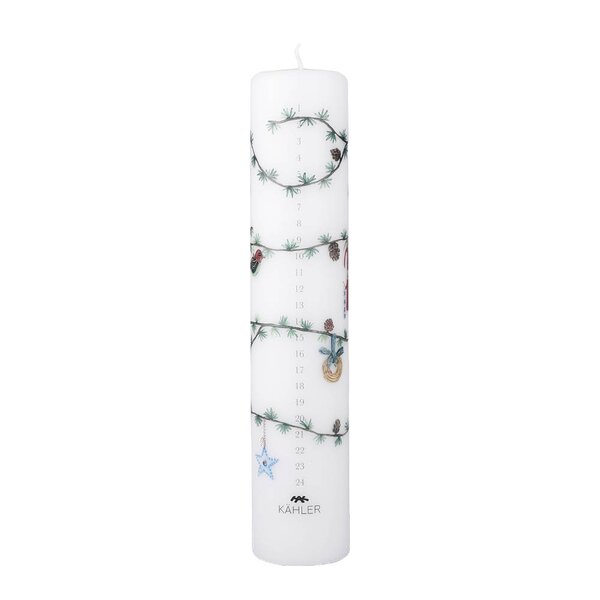 Kähler - Hammershøi Christmas kalenderlys 2026 5 cm hvit m/dekor