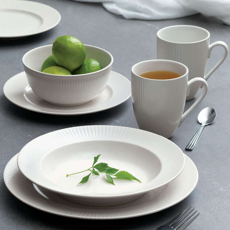 Aida Groovy stentøy middagstallerken 27 cm hvit