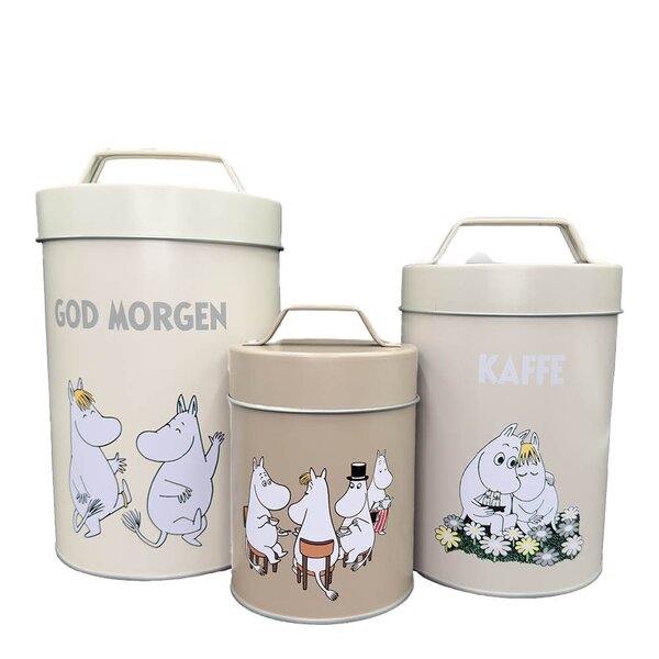 Moomin Mummi oppbevaringsboks sett 3 deler hvit/grå