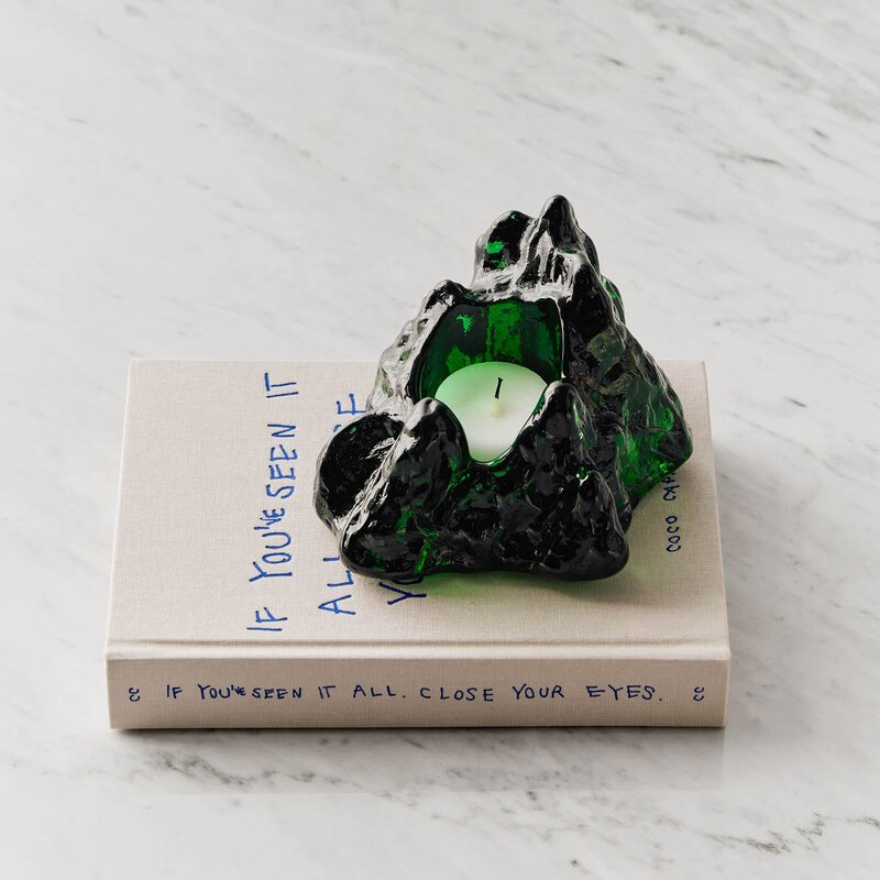 Kosta Boda The Rock lyslykt 9 cm grønn