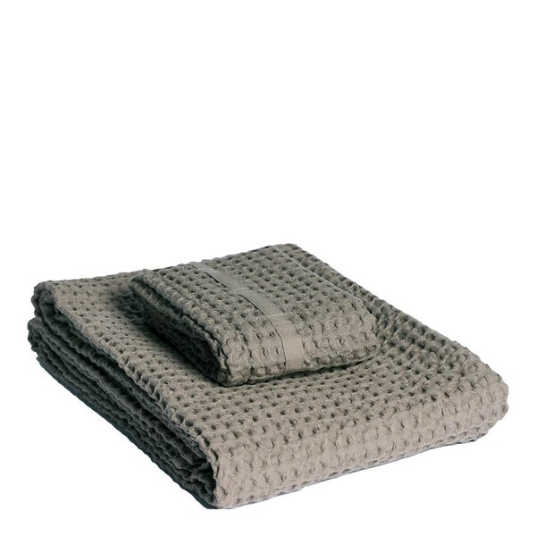 The Organic Company Big Waffle gavesett med håndkle og badelaken clay