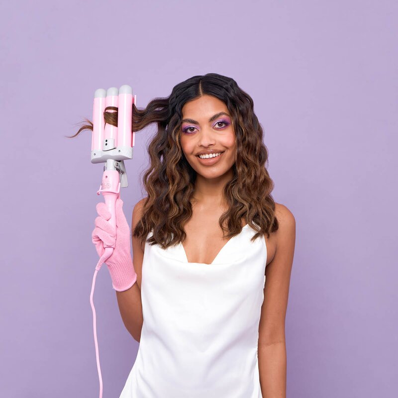 Mermade Bølgetangsett triple waver 6 deler rosa