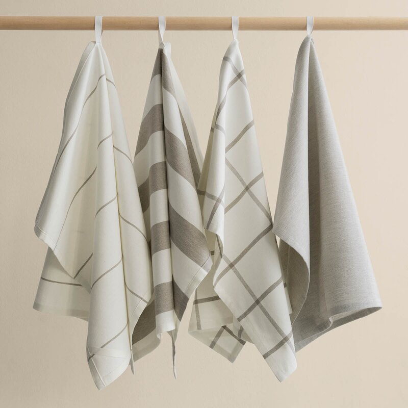 Blomus Taulo kjøkkenhåndkle 70x50 cm 2 stk hvit/beige stripet