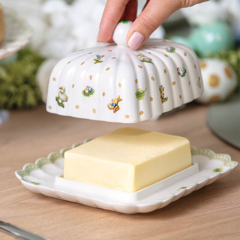 Villeroy & Boch Easter Delight smørfat 18x16 cm hvit/grønn