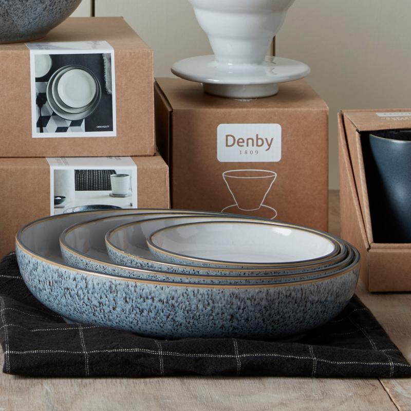 Denby Studio Serveringsskål 4 stk grå/hvit