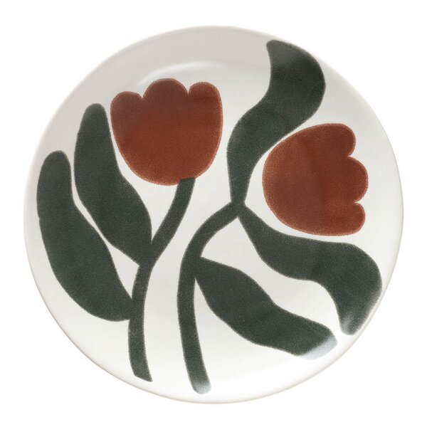 Broste Copenhagen Dora tallerken 20 cm Mocha Bisque/Agave Green