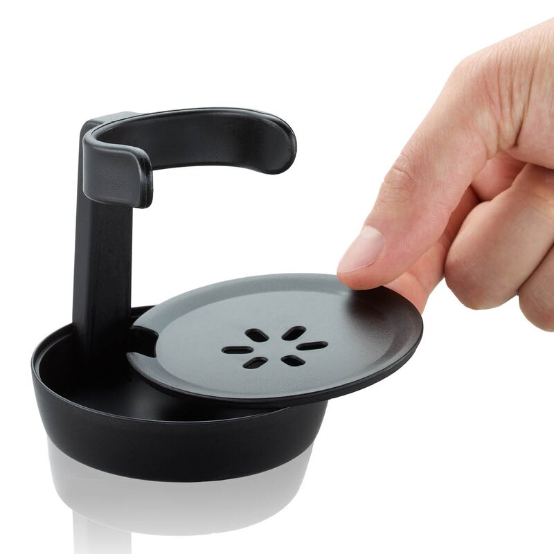 Gefu Swift oppvaskbørste med dispenser 50 ml og holder svart