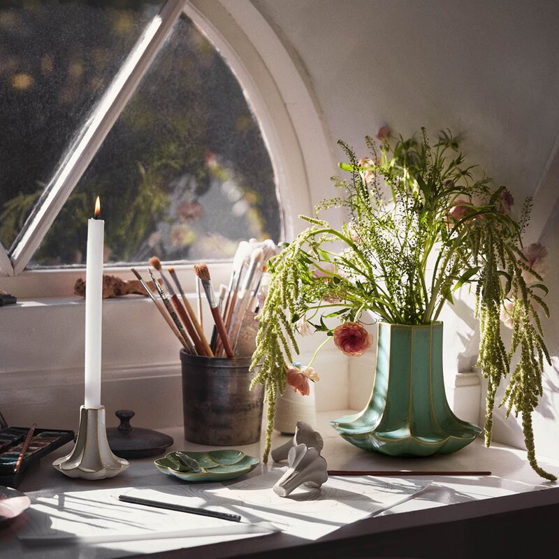 Kähler Kantarel vase 20,5 cm grønn