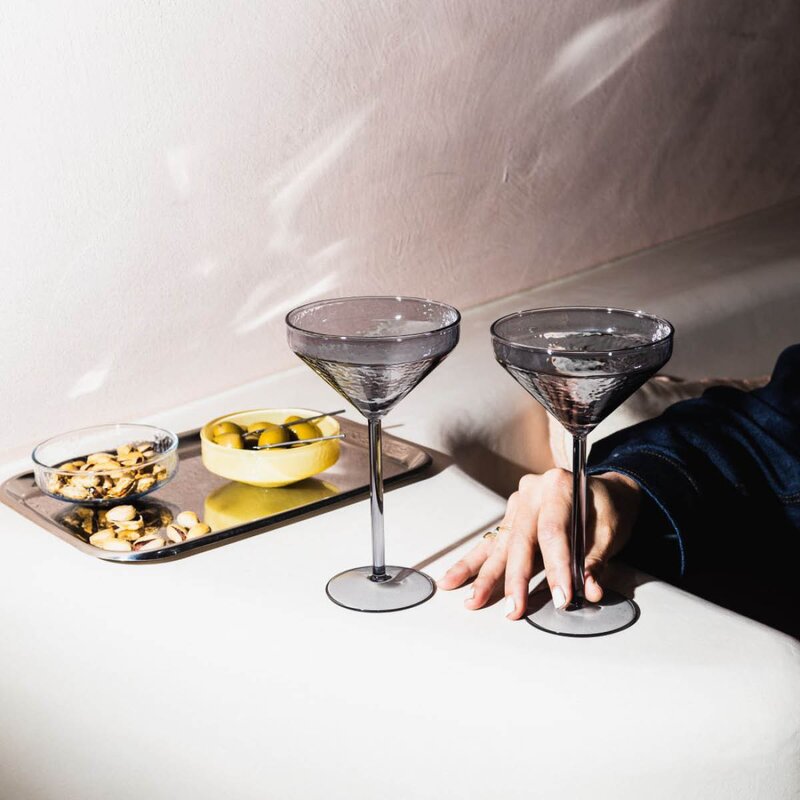 Brût Claude cocktailglass 13x21 cm 2 stk grå