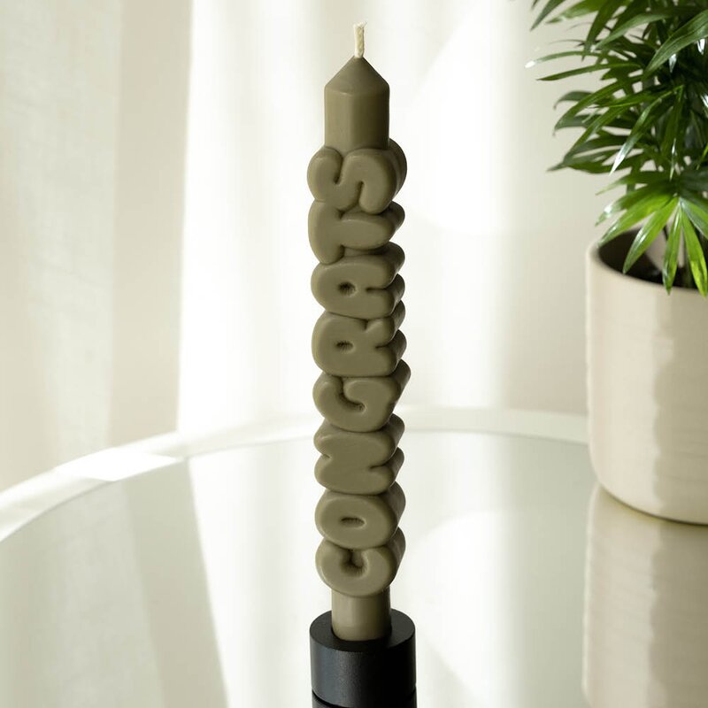 CandleHand 3D kronelys 23 cm CONGRATS oliven