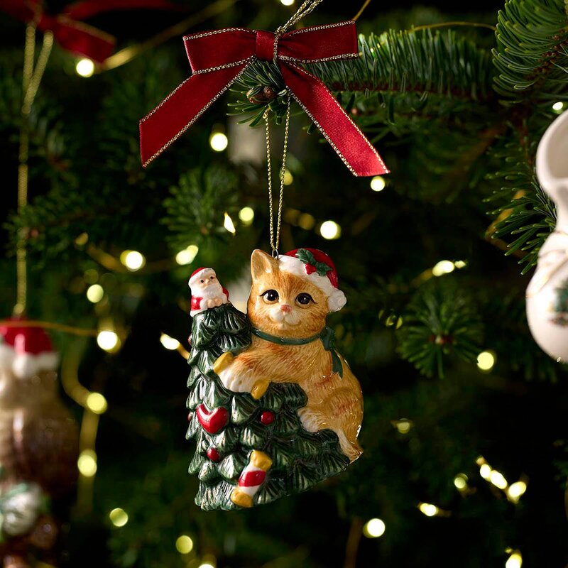 Spode Christmas Tree juletrepynt Cat Grabbing Tree