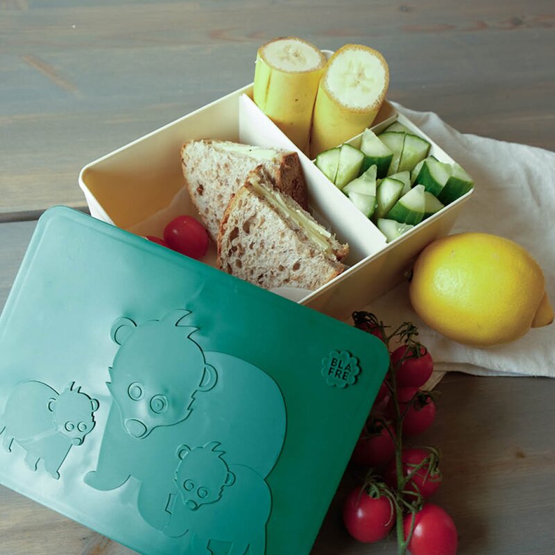 Blafre Matboks i plast treroms 7x14x19 cm Bjørn mørk grønn/beige