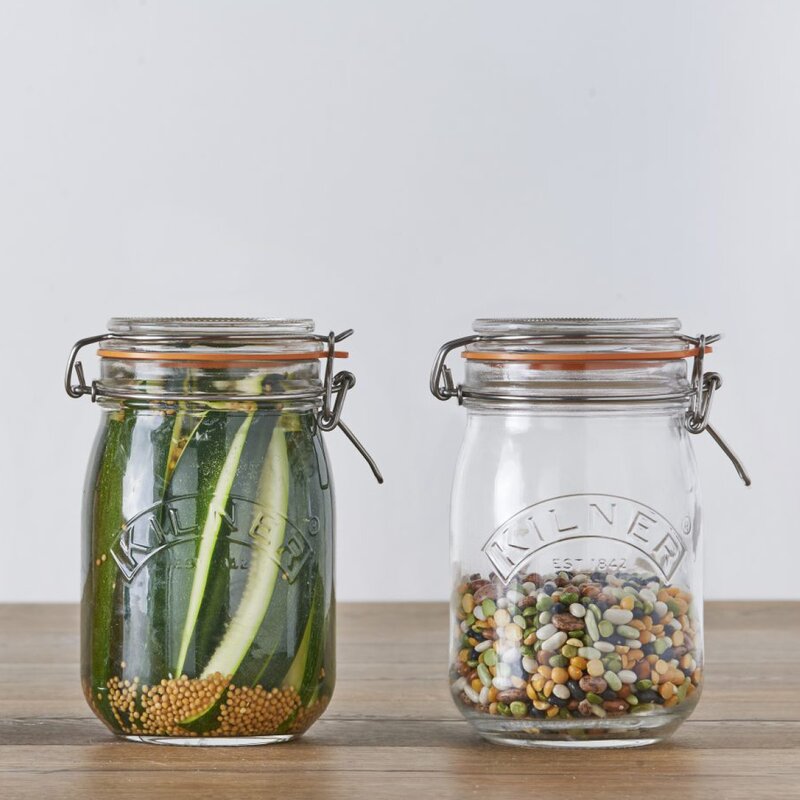 Kilner Bygel oppbevaringsglass 1,0L hengslet lokk