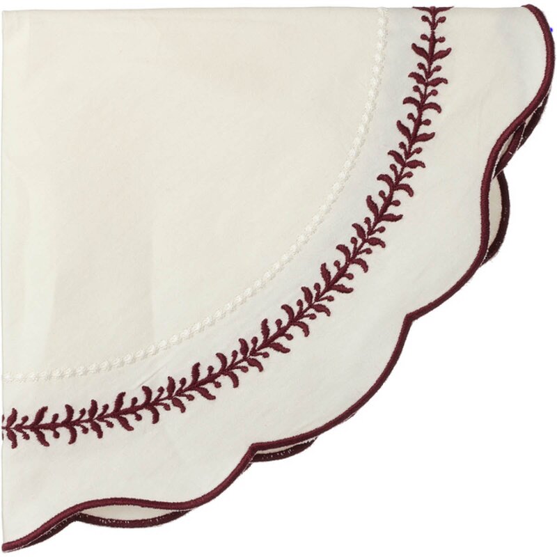 Holmen Elina dekkebrikke Ø38 cm hvit m/broderi