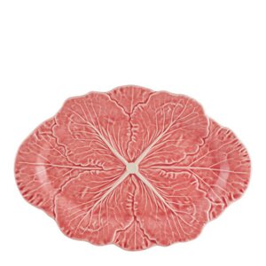 Bordallo Pinheiro Cabbage serveringsfat 37,5x26 cm kålblad rosa