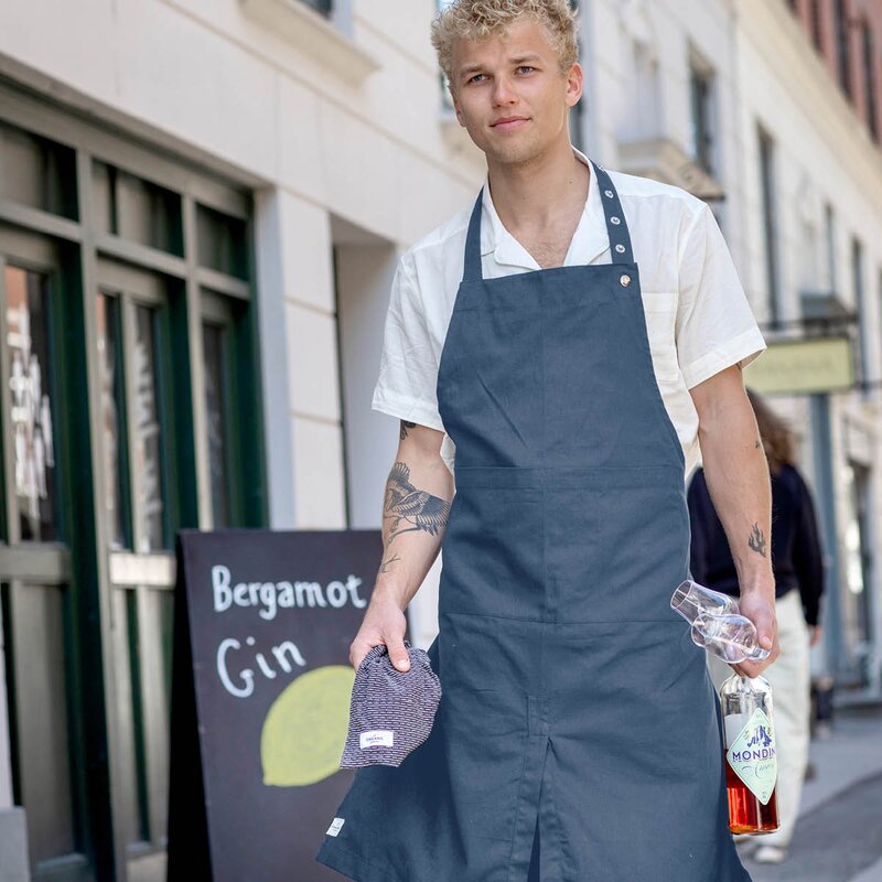 The Organic Company Forkle med lommer 80x95 cm gråblå