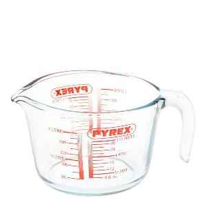 Pyrex Iconic-s målebeger 1L klar/rød