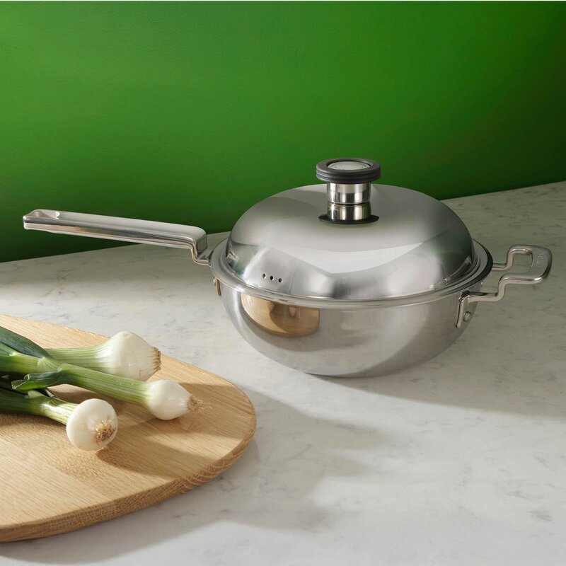 Robert Welch 316 wokpanne med lokk 22 cm rustfritt stål