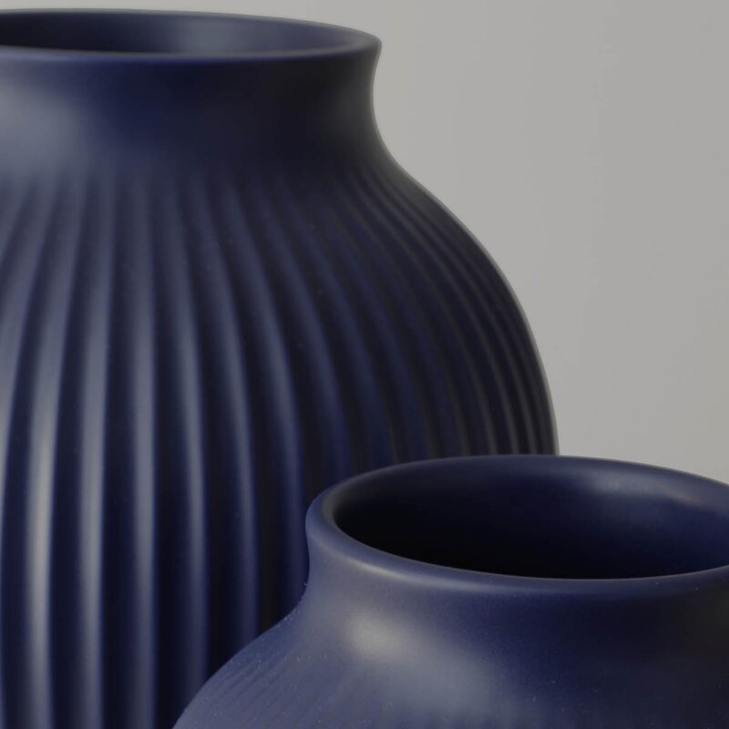 Knabstrup Keramik Ripple vase 20 cm Matt Mørk Blå