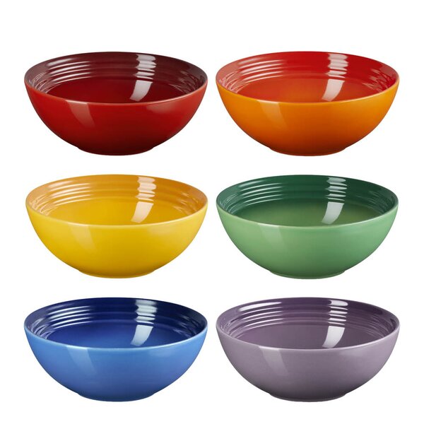 Le Creuset Rainbow dyp tallerken 16 cm 6 stk 