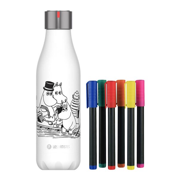 Les Artistes Bottle Up Mummi termoflaske m/tusjer 0,5L hvit