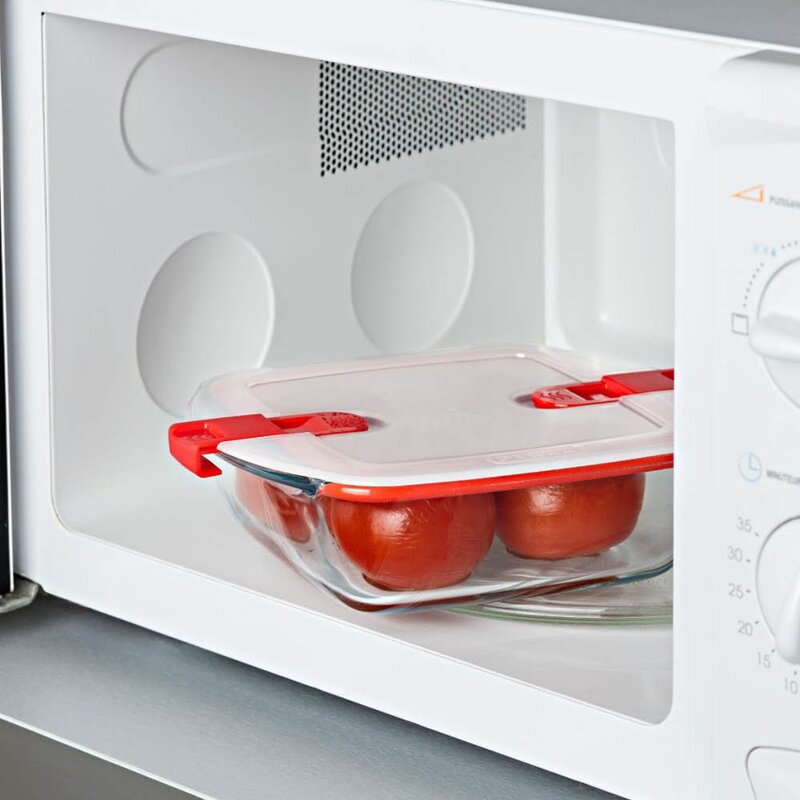 Pyrex Cook & Heat oppbevaringsboks 2,2L rød/klar