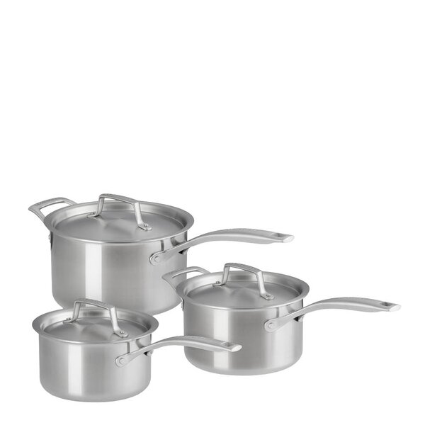 Le Creuset Essential 3-ply kasserollesett 3 deler stål/uten belegg