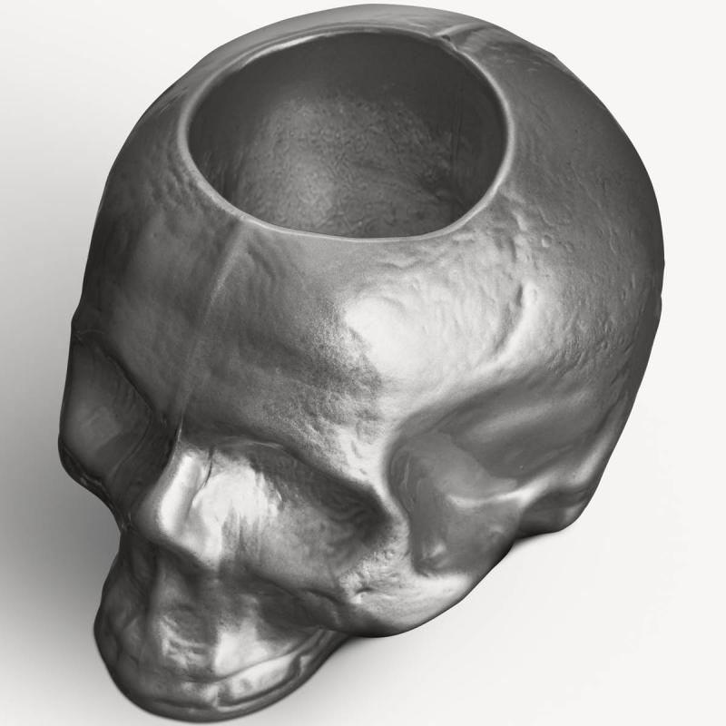 Kosta Boda Still Life Skull lyslykt sølv