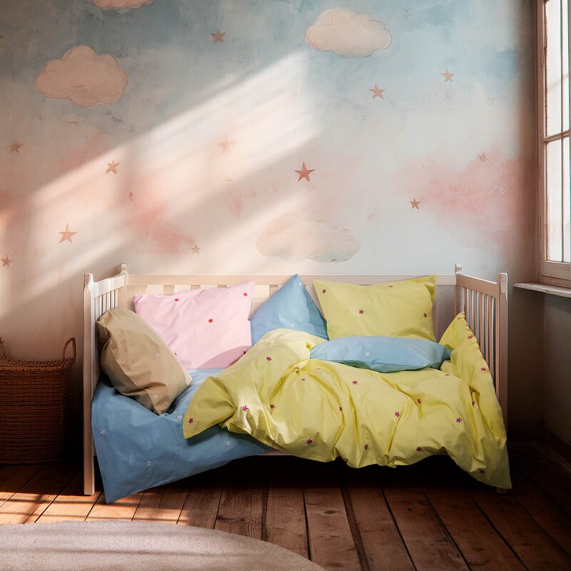 Juna Daisy sengetøy baby 70x100 cm gul