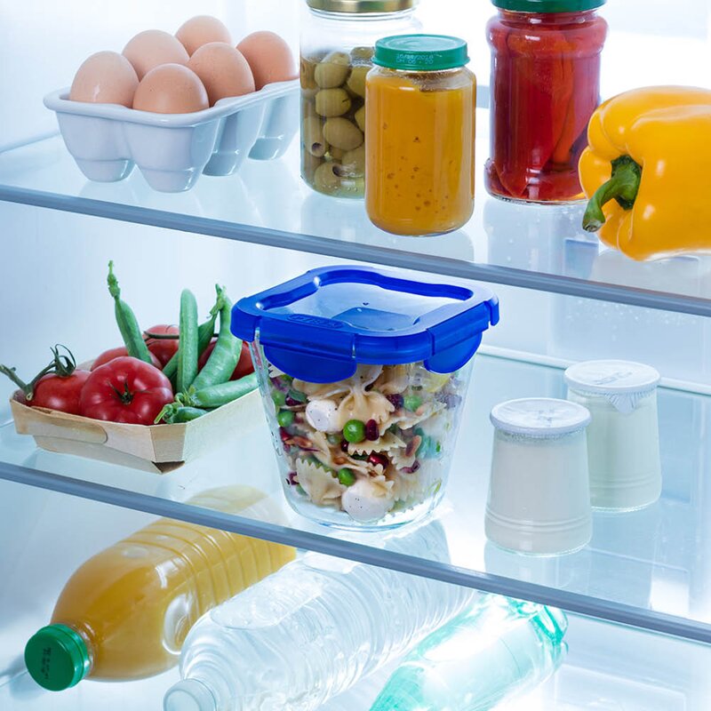 Pyrex Cook & Go matboks 12x12 cm 0,8L klar/blå