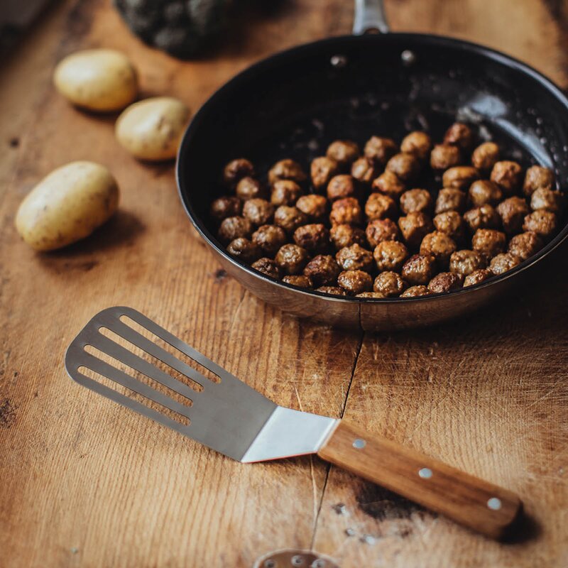 Dorre Steph stekespade slisset 28 cm stål/gummitre