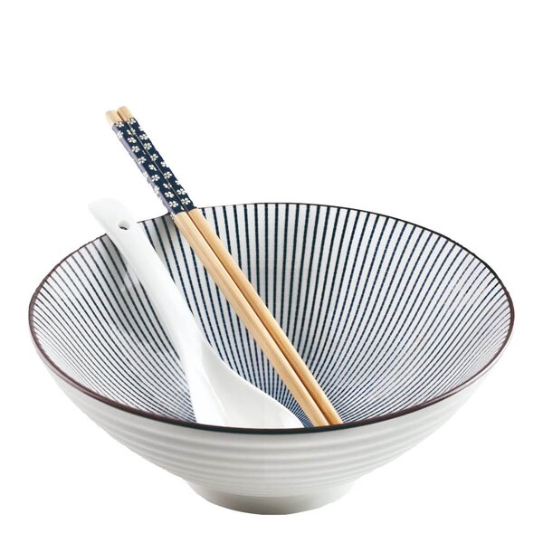 Ibili Hakata ramensett 3 deler blå/hvit