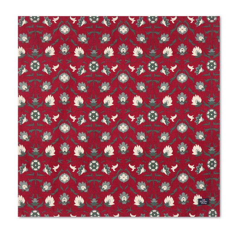 Lexington Blomstrete bomullsserviett 50x50 cm rø/beige/grønn