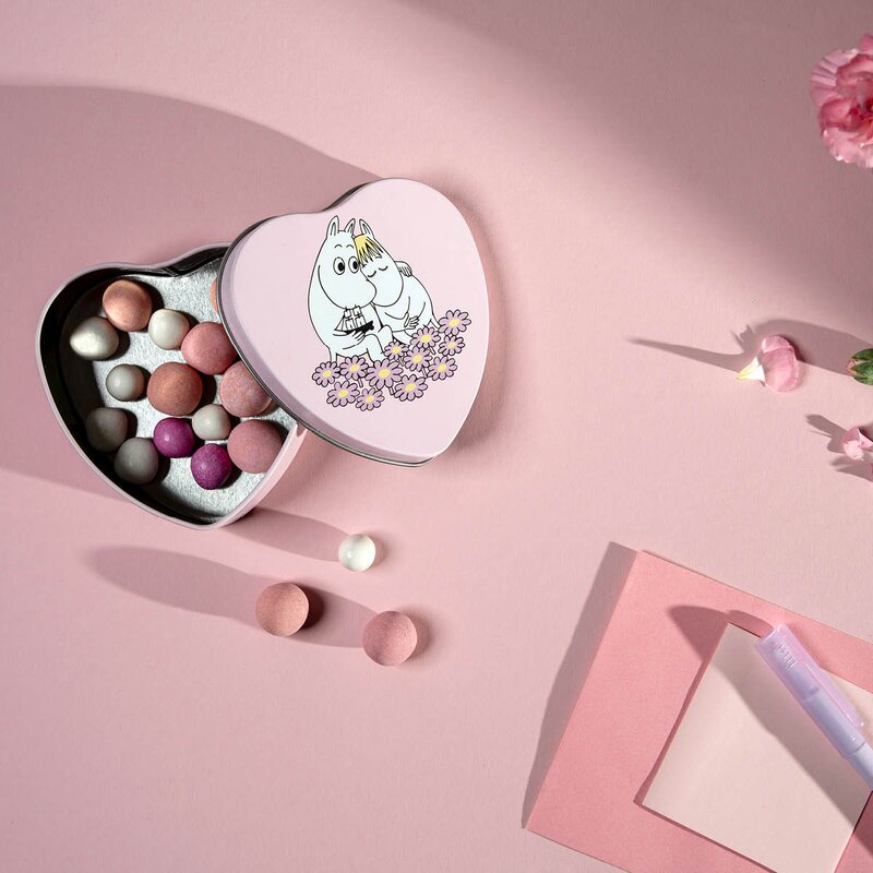 Muurla Mummi metallboks hjerteformet Sammen 10x10 cm rosa