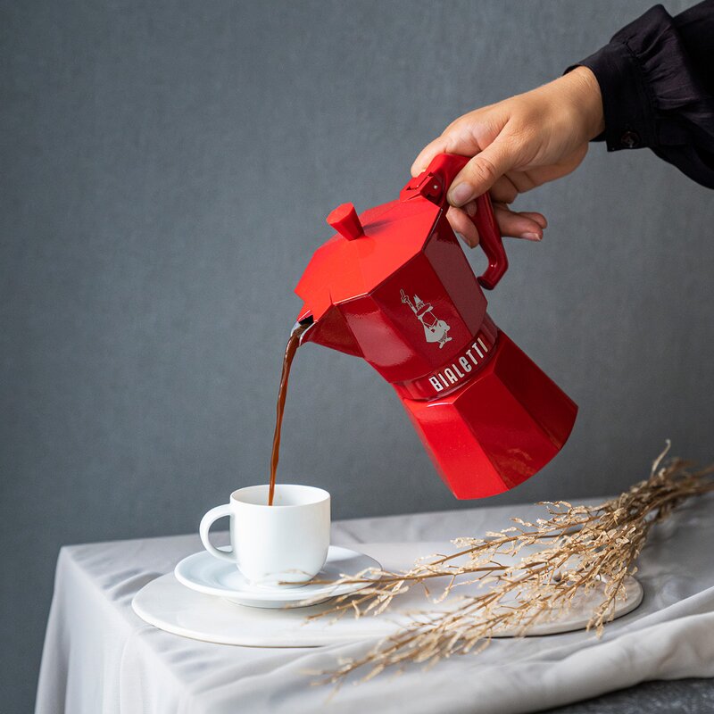 Bialetti Exclusive espressokanne 6 kopper 25 cl rød