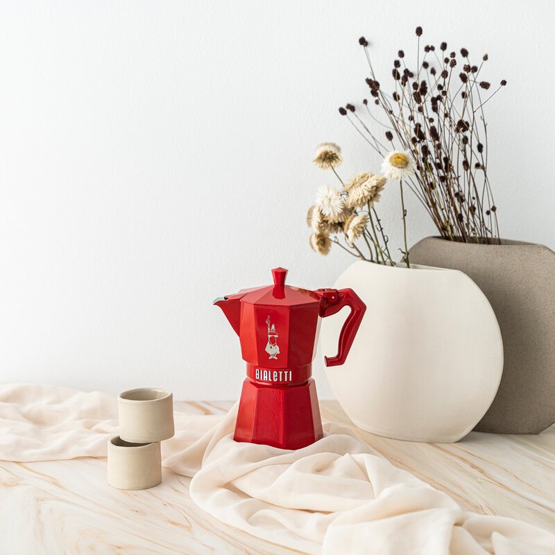 Bialetti Exclusive espressokanne 6 kopper 25 cl rød