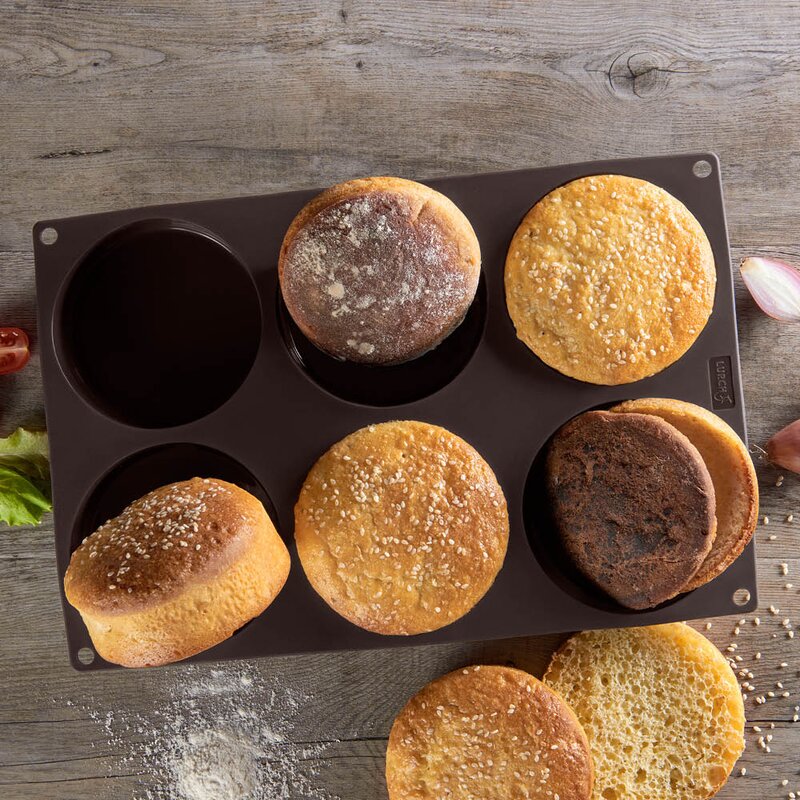 Lurch Flexiform BurgerBun bakeform til 6 stk hamburgerbrød à 10 cm