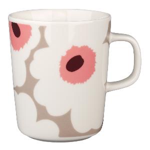 Marimekko Oiva Unikko krus 25 cl hvit/beige/rosa/vinrød