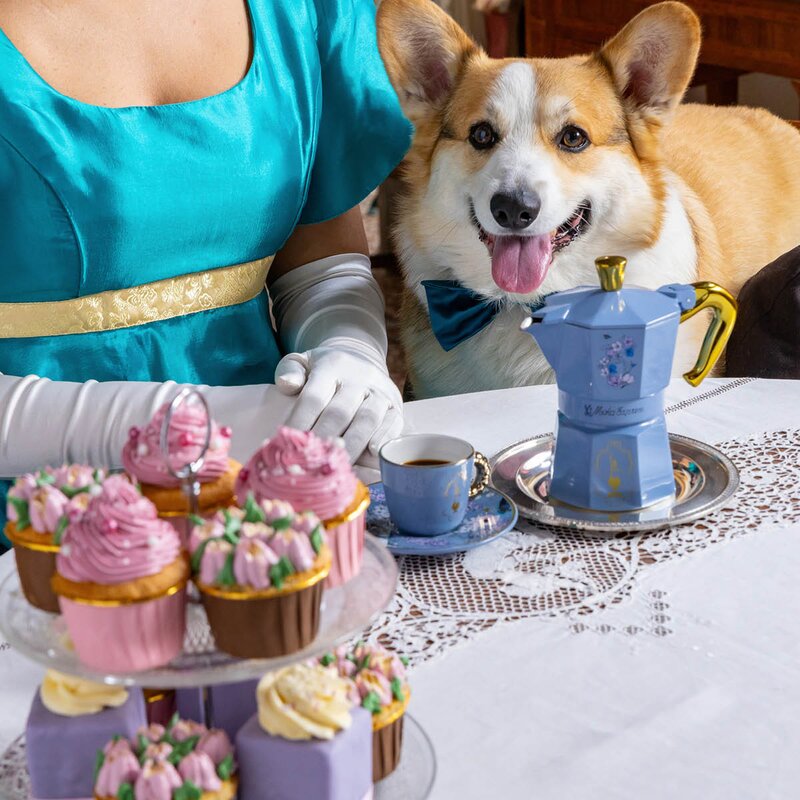 Bialetti Bridgerton Moka Express mokkakanne 3 kopper 13 cl blå/gull